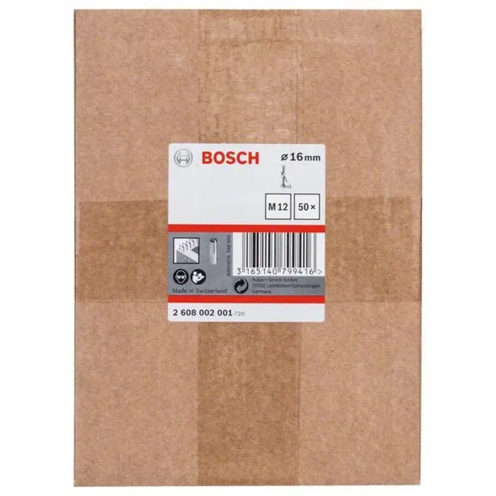 Bosch набор анкеров дюбелей М12, 16 мм (50 шт.), 2608002001