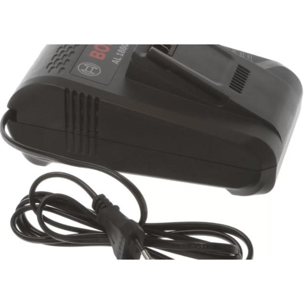 Универсальное зарядное устройство подойдет для всех приборов Bosch для дома и сада Благодаря функции быстрой зарядки можно зарядить батарею емкостью 3 Ач в течение 60 минут