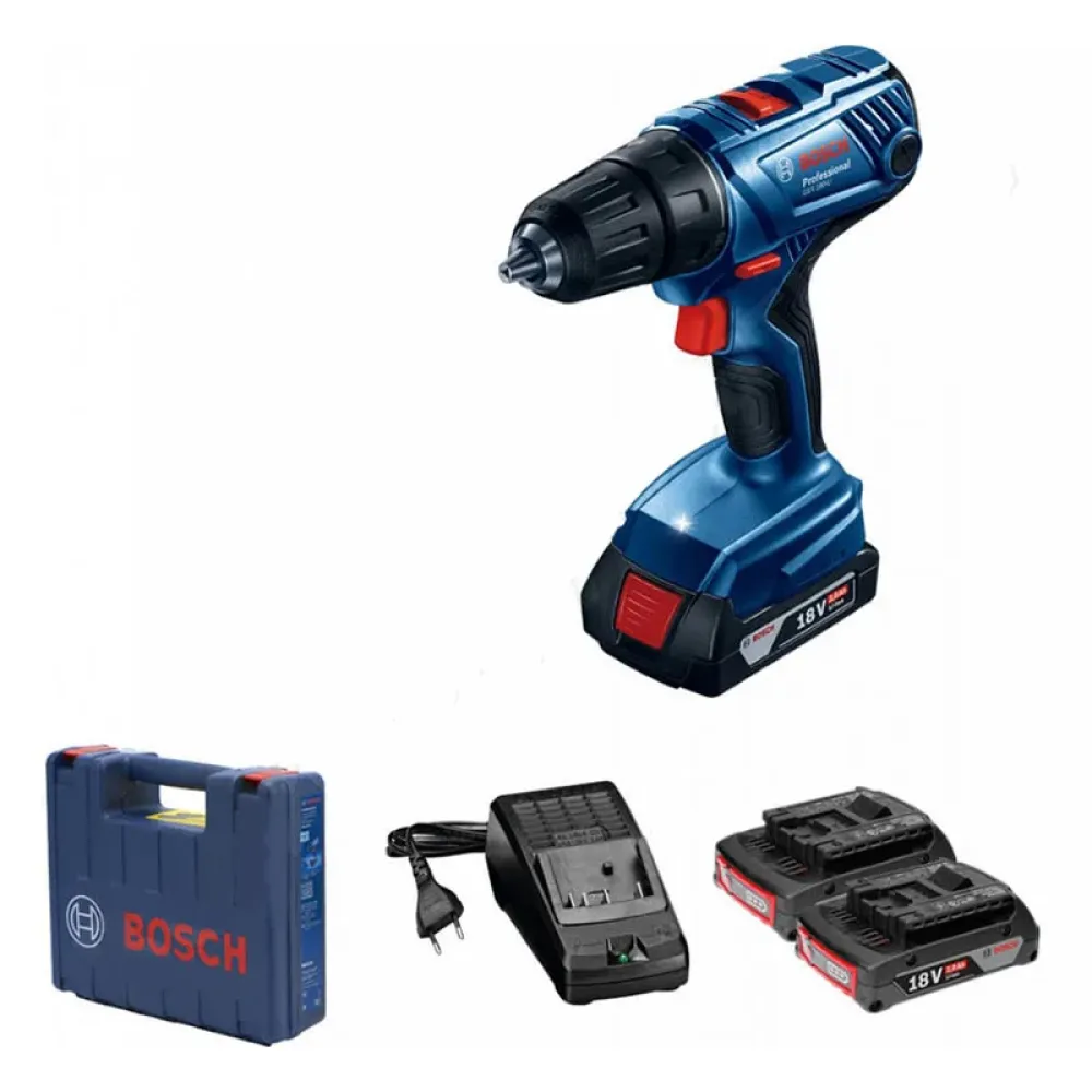 Bosch GSR 180-LI Professional аккумуляторная дрель-шуруповерт (2 x 2 Ач, ЗУ), 06019F8123