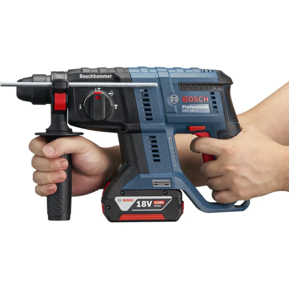 Набор аккумуляторного инструмента Bosch Professional: угловая шлифмашина GWS 180-LI с перфоратором GBH 180-LI (2 х 4 Ач, ЗУ), 0615990N05