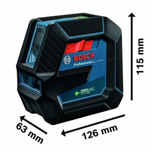 Bosch GLL 2-15 G лазерный нивелир + 4 АКБ , чехол, отражатель, универсальный держатель, потолочное крепление и чемоданчик 0601063W02