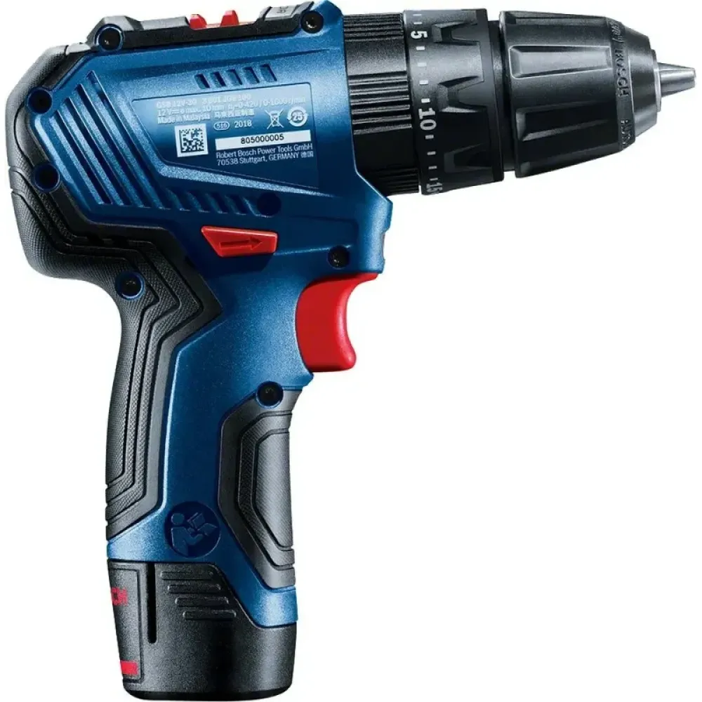 Bosch GSB 12V-30 Professional шуруповерт аккумуляторный ударный (2 x 2 Ач, ЗУ), 06019G9100