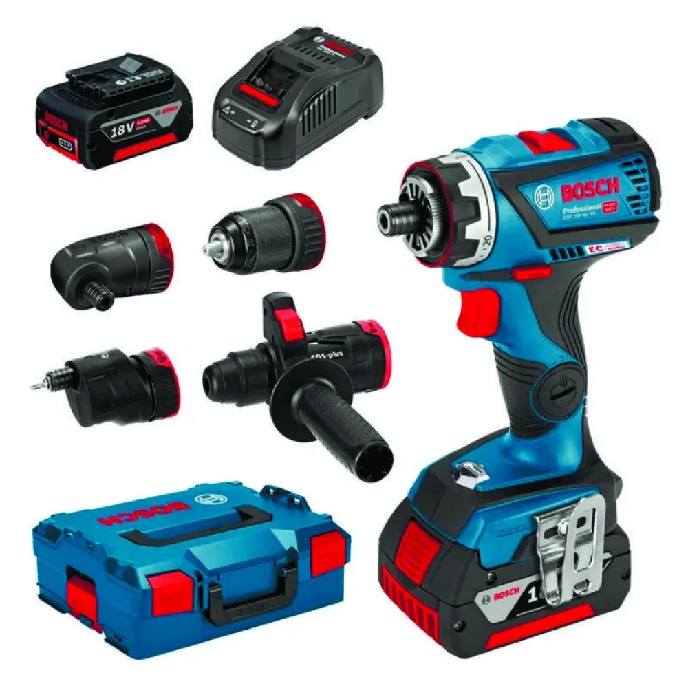 Bosch GSR 18V-60 FC Professional аккумуляторная дрель-шуруповерт (2 x 5 Ач, ЗУ) с набором насадок, 06019G7100