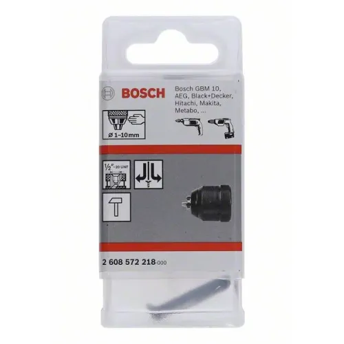 Bosch Keyless Chuck быстрозажимный сверлильный патрон 1.0-10 мм, 1/2 дюйма - 20 с П/Л вращением и фиксатором, 2608572218