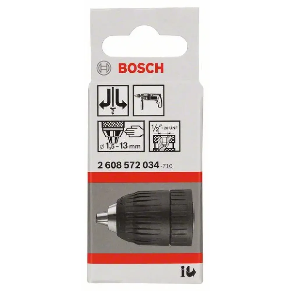 Bosch Keyless Chuck быстрозажимной сверлильный патрон 2.0-13 мм, 1/2 дюйма - 20 с П/Л вращением и фиксатором, 2608572034